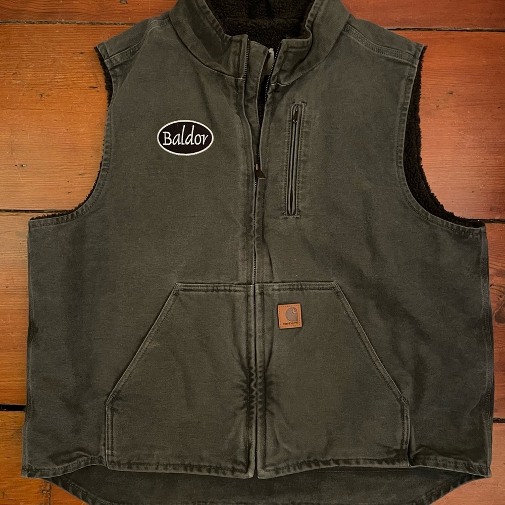 Carhartt XL gray duck vest fleece-lined embroidered - Picture 8 of 9